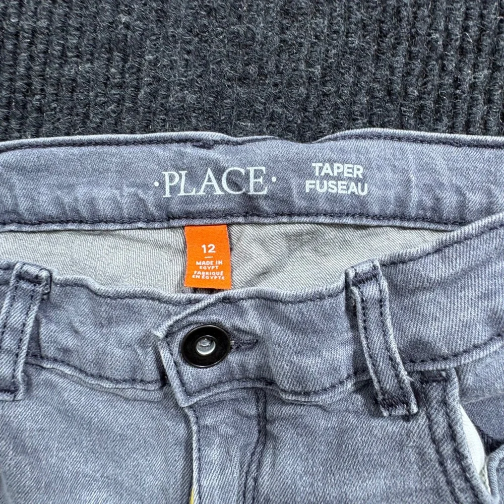 The Children's Place Jeans Boys 12 Grey Taper Fuseau Casual Adjustable Waist